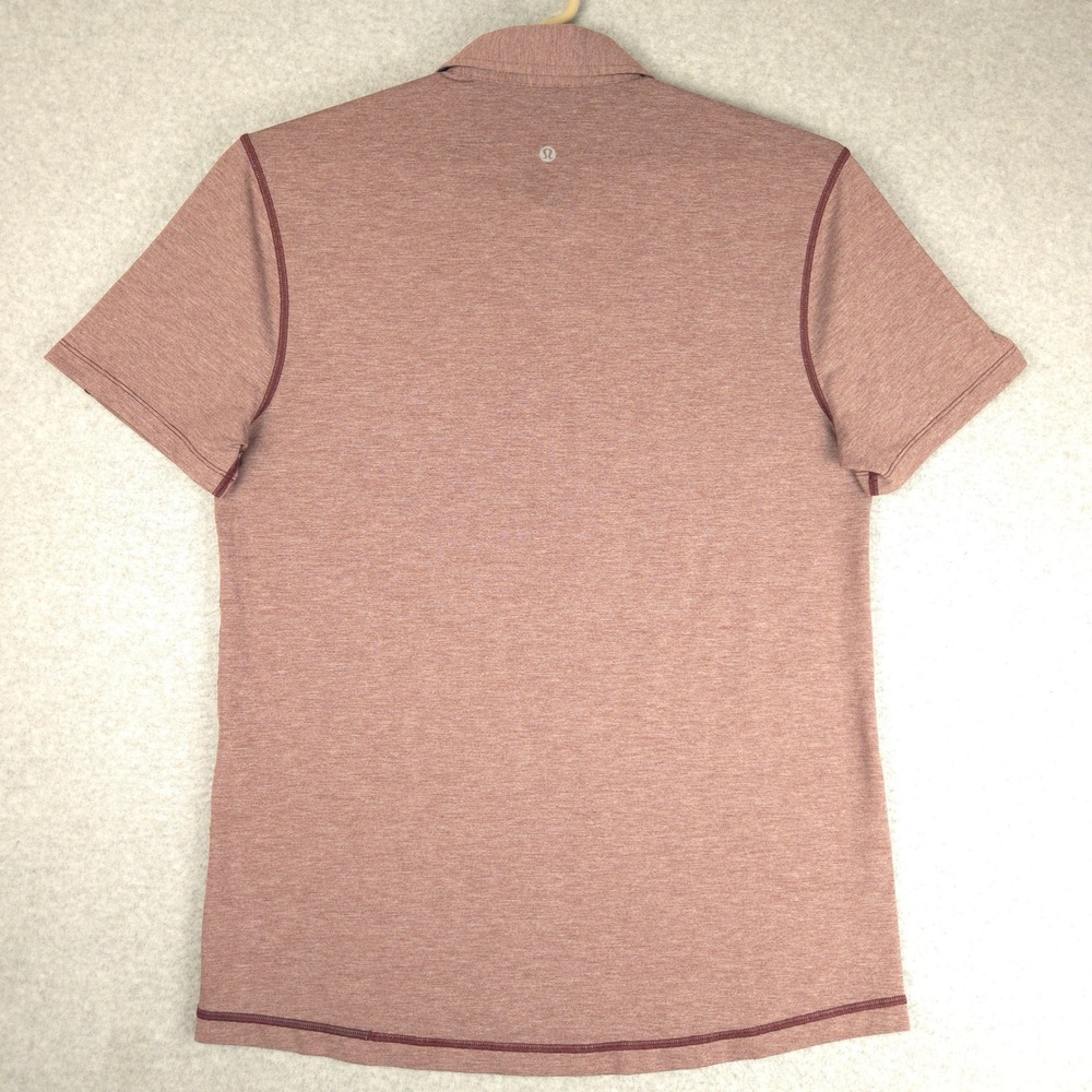 Lululemon Evolution Polo Shirt Mens Large Heathered Terracotta Short Sleeve Logo - Picture 3 of 5